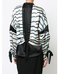 Бело-черная блузка с длинным рукавом в горизонтальную полоску от Kimora Lee Simmons
