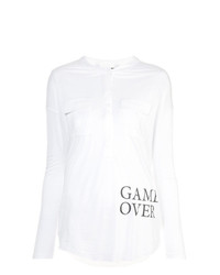Бело-черная блузка с длинным рукавом с принтом от Thomas Wylde