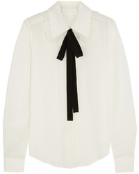 Бело-черная блузка с длинным рукавом от Chloé