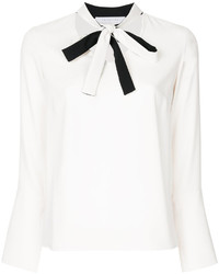 Бело-черная блузка с длинным рукавом от ESTNATION