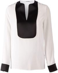 Бело-черная блузка с длинным рукавом от Neil Barrett