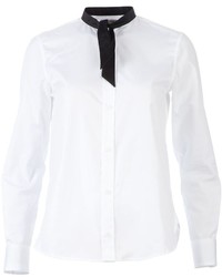 Бело-черная блузка с длинным рукавом от Saint Laurent