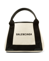 Бело-черная большая сумка из плотной ткани с принтом от Balenciaga