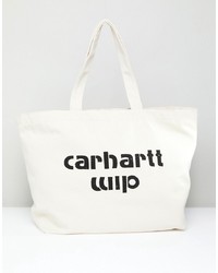 Бело-черная большая сумка из плотной ткани с принтом от Carhartt WIP