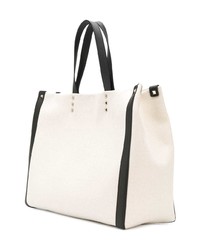 Бело-черная большая сумка из плотной ткани с принтом от Valentino