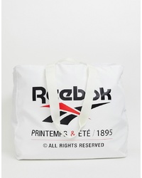 Мужская бело-черная большая сумка из плотной ткани с принтом от Reebok