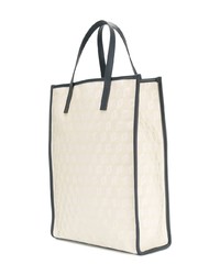 Бело-черная большая сумка из плотной ткани с принтом от Corto Moltedo