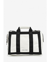 Бело-черная большая сумка из плотной ткани от Calvin Klein Jeans