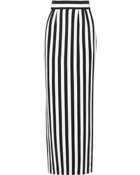 Бело-черная длинная юбка в вертикальную полоску