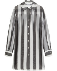 Женская бело-черная классическая рубашка в вертикальную полоску от La Perla