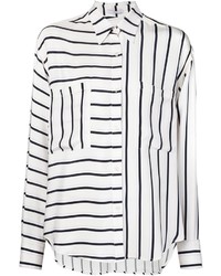 Женская бело-черная классическая рубашка в вертикальную полоску от Tome