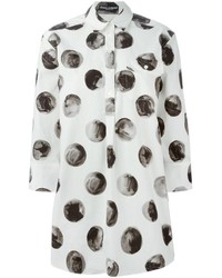 Женская бело-черная классическая рубашка в горошек от Dolce & Gabbana