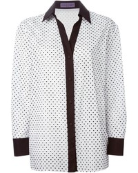 Женская бело-черная классическая рубашка в горошек от Ungaro