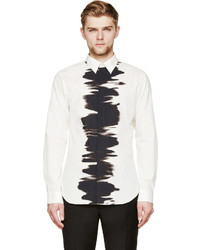 Мужская бело-черная классическая рубашка с принтом от Calvin Klein