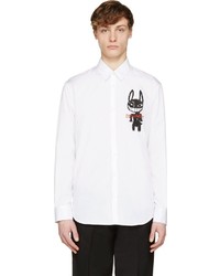 Мужская бело-черная классическая рубашка с принтом от DSQUARED2