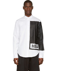 Мужская бело-черная классическая рубашка с принтом от Hood by Air