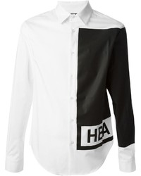 Мужская бело-черная классическая рубашка с принтом от Hood by Air