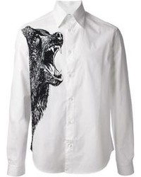Мужская бело-черная классическая рубашка с принтом от McQ by Alexander McQueen