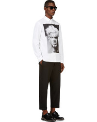 Мужская бело-черная классическая рубашка с принтом от Neil Barrett