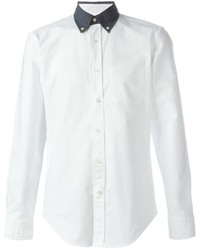 Мужская бело-черная классическая рубашка от Lardini