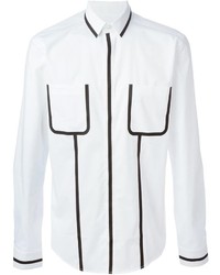 Мужская бело-черная классическая рубашка от Les Hommes