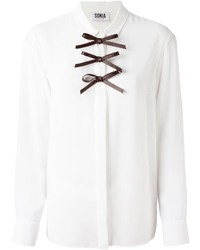 Женская бело-черная классическая рубашка от Sonia Rykiel
