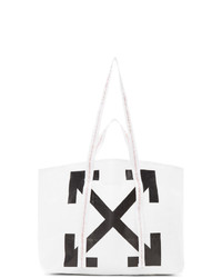Бело-черная кожаная большая сумка с принтом от Off-White