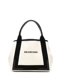 Бело-черная кожаная большая сумка от Balenciaga