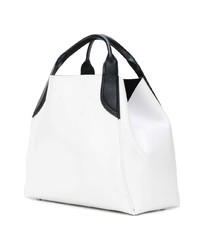 Бело-черная кожаная большая сумка от Lanvin