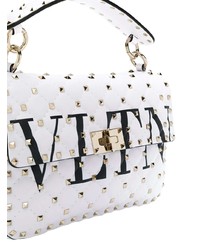 Бело-черная кожаная стеганая сумка через плечо от Valentino