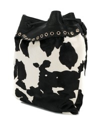 Бело-черная кожаная сумка-мешок от Miu Miu