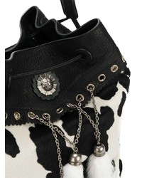 Бело-черная кожаная сумка-мешок от Miu Miu