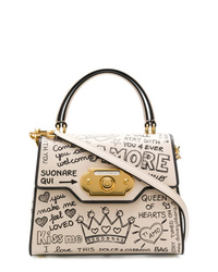 Бело-черная кожаная сумка-саквояж от Dolce & Gabbana