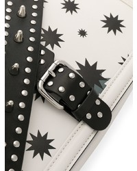Бело-черная кожаная сумка через плечо со звездами от RED Valentino