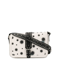 Бело-черная кожаная сумка через плечо со звездами от RED Valentino