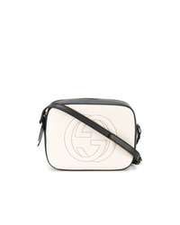 Бело-черная кожаная сумка через плечо от Gucci