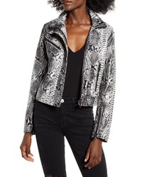 Бело-черная косуха с принтом