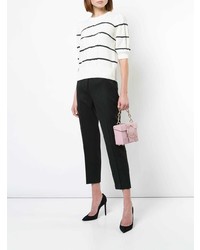 Женская бело-черная кофта с коротким рукавом от Veronica Beard