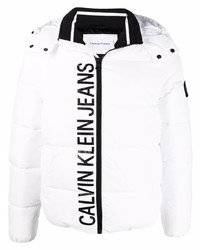 Мужская бело-черная куртка-пуховик с принтом от Calvin Klein Jeans