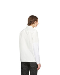 Мужская бело-черная льняная рубашка с длинным рукавом от Neil Barrett