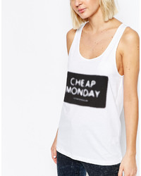 Женская бело-черная майка с принтом от Cheap Monday