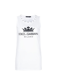 Женская бело-черная майка с принтом от Dolce & Gabbana