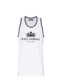 Мужская бело-черная майка с принтом от Dolce & Gabbana