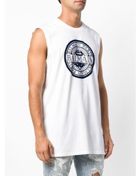 Мужская бело-черная майка с принтом от Balmain