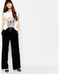 Женская бело-черная майка с принтом от Cheap Monday