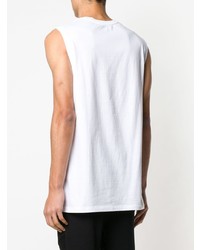 Мужская бело-черная майка с принтом от Balmain