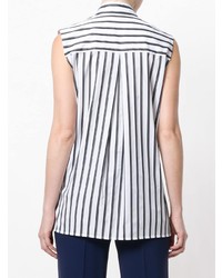 Женская бело-черная рубашка без рукавов в вертикальную полоску от Victoria Victoria Beckham