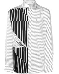 Мужская бело-черная рубашка с длинным рукавом в вертикальную полоску от Givenchy