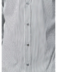 Мужская бело-черная рубашка с длинным рукавом в вертикальную полоску от Dolce & Gabbana