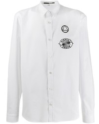 Мужская бело-черная рубашка с длинным рукавом с вышивкой от McQ Alexander McQueen